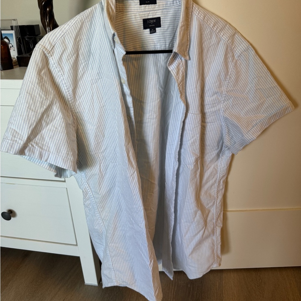 J. Crew Light Blue Striped Casual Shirt